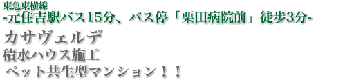 東急東横線「元住吉」駅徒歩15分バス停「栗田病院前」徒歩3分